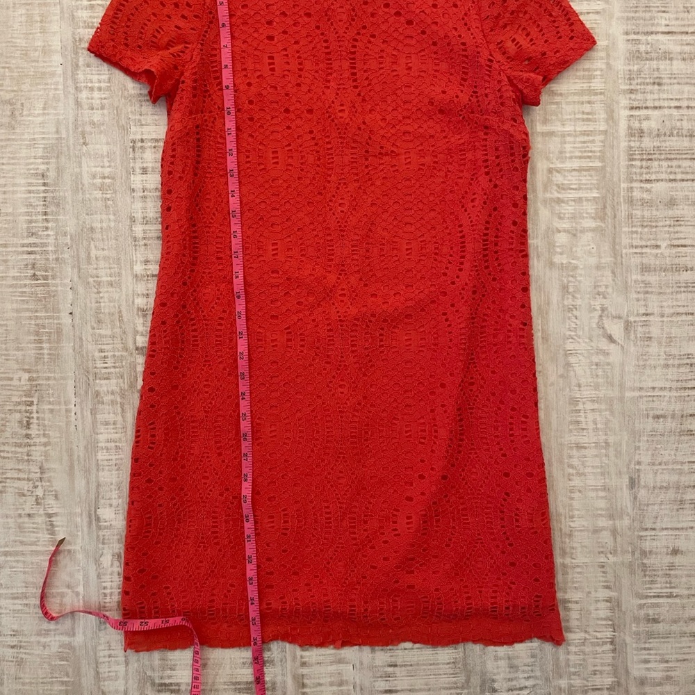 J Crew Coral Lace Lined Shift Dress with Scalloped Hem - Picture 8 of 9